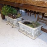 A pair of rectangular glazed garden planters, W52cm, H26cm, D32cm