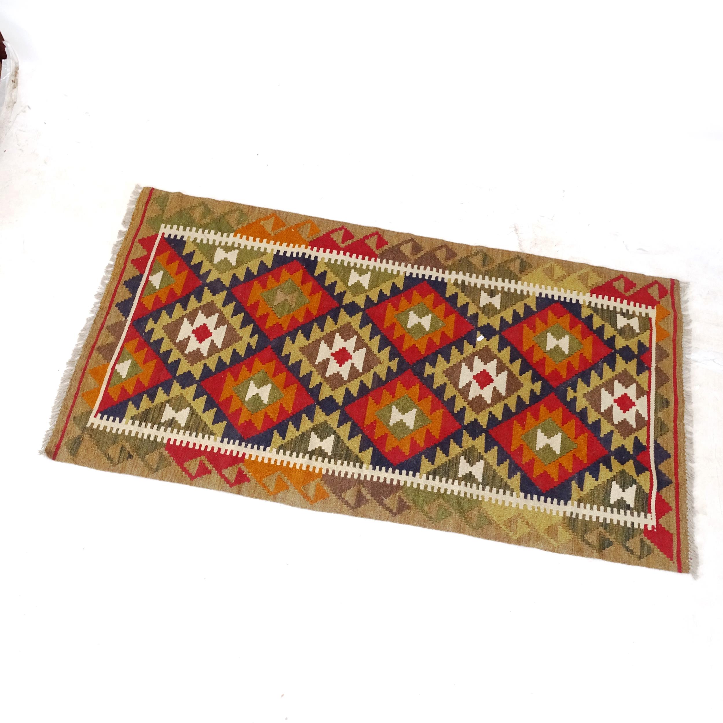 A Mamainer red ground Kilim runner, 193cm x 101cm - Image 2 of 2