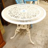 A painted aluminium garden circular table