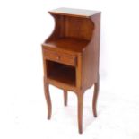 A French oak pot cupboard, with raised top and single drawer, W37cm, H94cm, D29cm