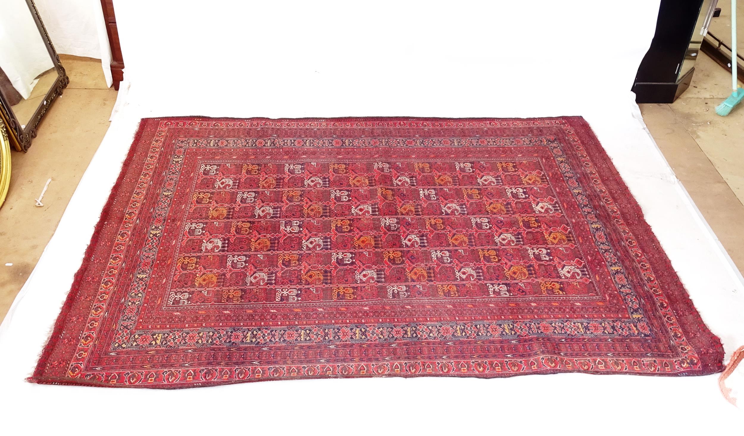 An Antique red ground Hamadan rug, 230cm x 170cm - Image 2 of 2