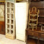 A Victorian painted pine sentry box style cupboard, with panelled door and drawer under, W53cm,