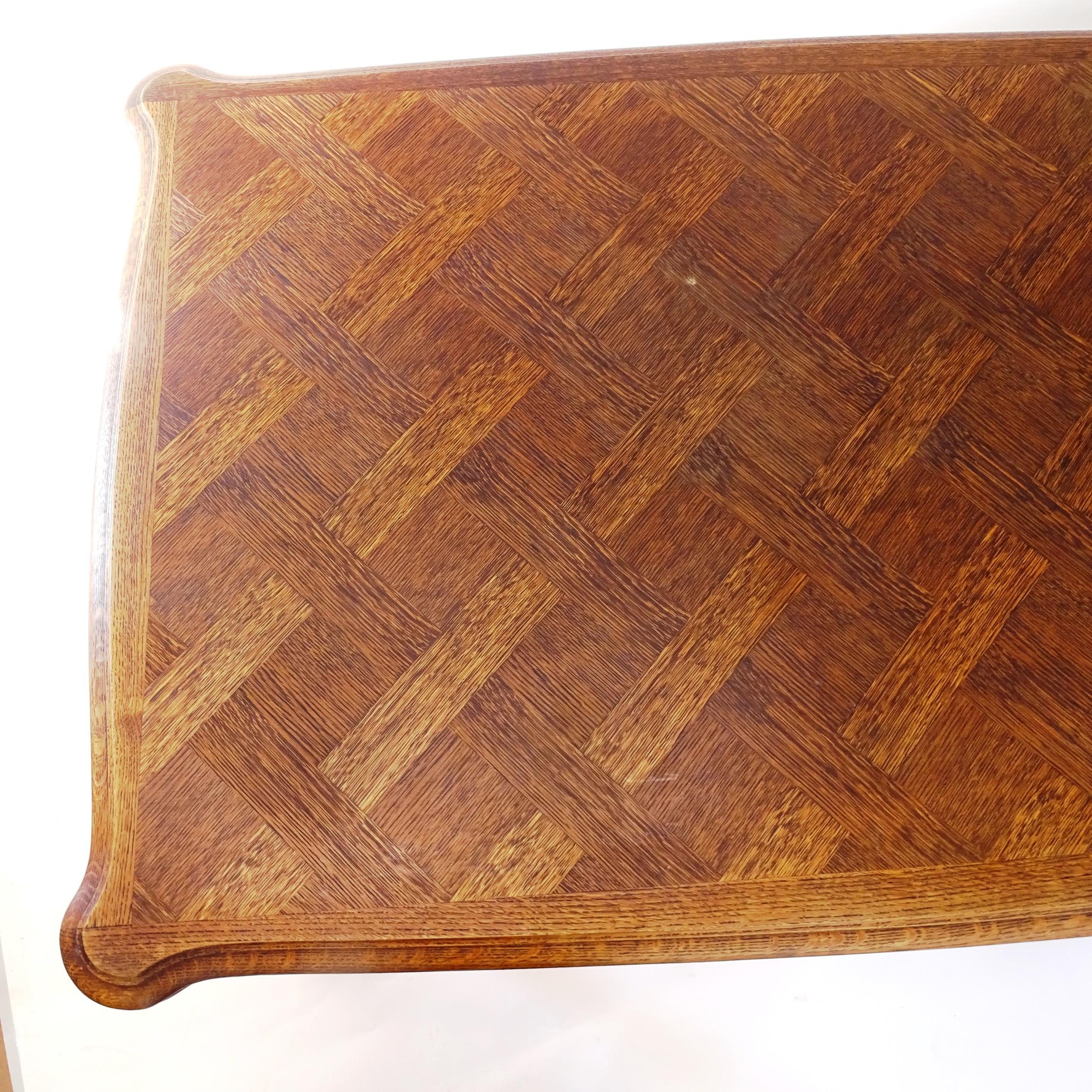 A French oak parquetry-top draw leaf table, L160cm extending to 260cm, H75cm, D97cm - Bild 2 aus 2