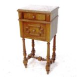 A French oak marble-top pot cupboard, W40cm, H81cm, D35cm