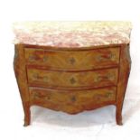 A Continental marble-top commode of serpentine form, with 3 long drawers and ormolu mounts,