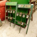 A pair of Vintage painted metal cricket/bowls scoreboards, with black enamel number plates