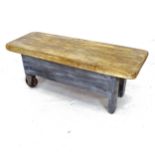 A low coffee table from reclaimed wood, on barrow base, L120cm, H44cm, D43cm