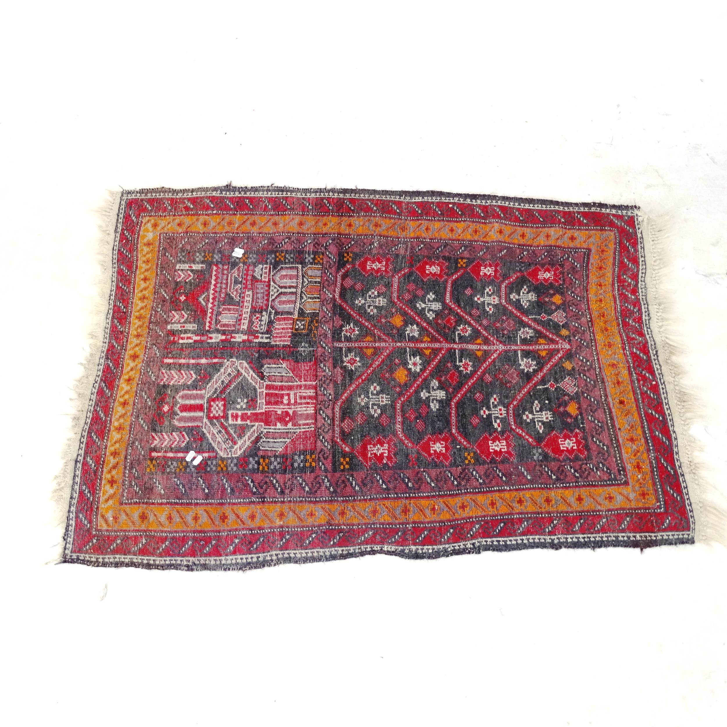 A red ground Persian rug, with tree design, 135cm x 100cm - Image 2 of 2