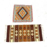 A Moroccan Kilim mat, 81cm x 40cm, and a Chobi mat, 49cm x 50cm (2)