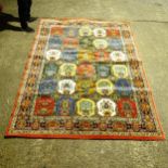 A modern multi-coloured Persian style rug, 287cm x 200cm (Viewing by appointment only as this rug is