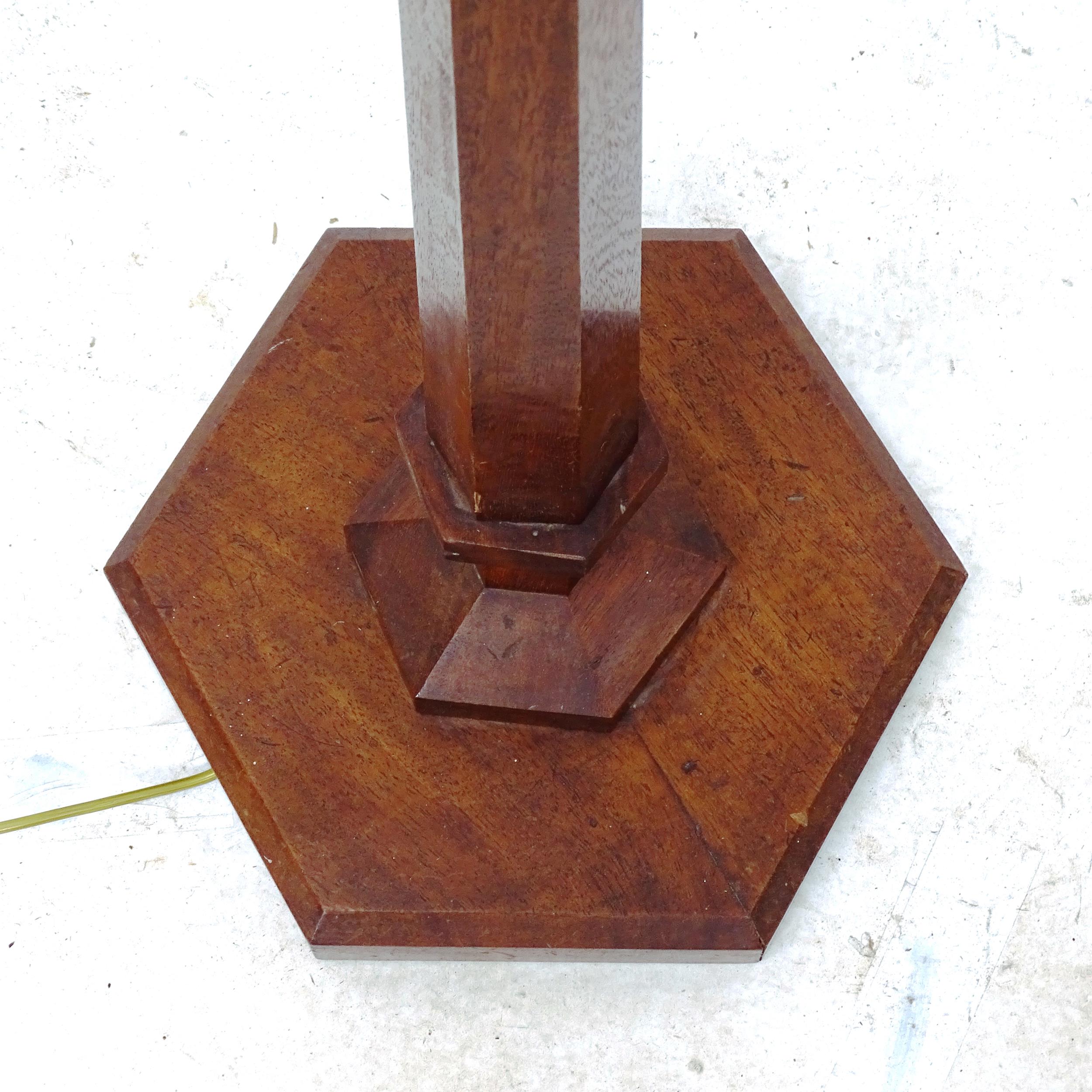 A 1920s Art Deco mahogany standard lamp, height to bayonet fitting 148cm - Image 2 of 2