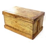 An Antique polished pine blanket chest, W96cm, H53cm, D57cm