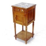 A French oak marble-top pot cupboard, W37cm, H81cm