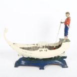 WMF - a painted spelter table centre in the form of a Venetian gondola, length 52cm