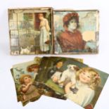 A Victorian printed picture block puzzle, with solution pages