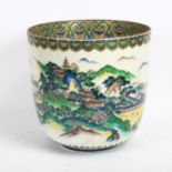 A large Chinese famille verte porcelain jardiniere, with gilded and enamelled decoration and 6