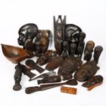 A quantity of African Tribal hardwood carvings (boxful)