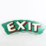 A Vintage hand painted hardboard Exit sign, 26cm x 91cm