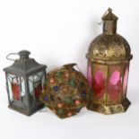 A Moroccan design lantern, height 50cm, and 2 others