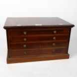 A mahogany table-top collector's chest of drawers, W44cm, H25cm, D29cm