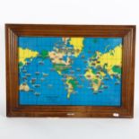 A 1959 Howard Miller World Time Map, 44cm x 61cm