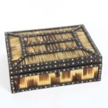 An Anglo-Indian ebony and porcupine quill box, 22cm x 16cm
