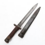 A First World War Period British Army bayonet and scabbard, blade length 25cm