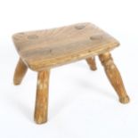 A small elm seated stool, 21cm x 17cm