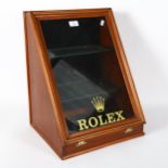 A shop counter table-top display cabinet, marked Rolex, W36cm, H47cm, D33cm