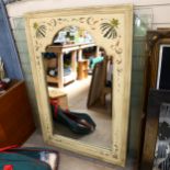 A large cream painted floral alcove mirror, 120cm x 80cm