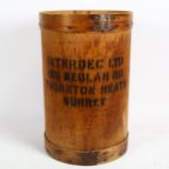A Vintage bentwood storage container, marked Interdec Ltd, Thornton Heath Surrey, diameter 29cm,