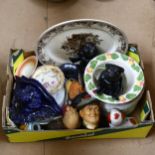 Bosson heads, wall bracket, and various china