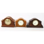 3 early 20th century dome-top mantel clocks, largest height 16cm (3)