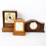 3 early 20th century mantel clocks, including Kendal & Dent, largest height 24cm (3)