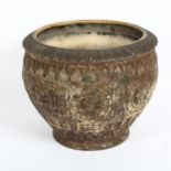 A pottery Aztec design jardiniere, stamped maker's mark on base with impressed no. 52B, diameter