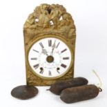 A 19th century French wall-hanging comptoise clock with alarm, by E Bergeon Fils A Roullen, hand
