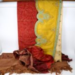 Various Eastern textiles, including curtain panel, prayer mat etc (boxful)