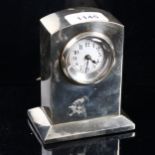 An Antique silver-cased 8-day desk clock, with white enamel dial