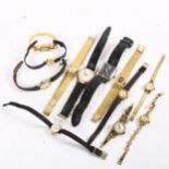 A group of various wristwatches, including a Continental 18ct gold-cased lady's MuBu wristwatch