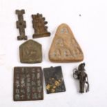 Various Antiquities, including bronze seal, Buddhist carved stone panel etc