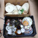 2 boxes of tea and coffee ware, and pewter mugs