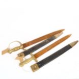 2 brass-handled swords and scabbards (2)