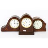 3 early 20th century mantel clocks, largest height 18cm (3)