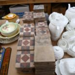 A collection of floor tiles, by the Architectural Pottery Co Poole Dorset, various designs, 10cm