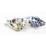 A graduated set of 3 glass End of the Day fish, largest length 53cm