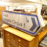 A Vintage road direction lightbox sign, for Bank and Ludgate Circus, length 173cm, H50cm