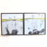 Pair of framed prints, Haute Couture, and Mary E Beaney, pair of mixed media, rape fields and