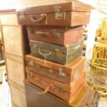 5 various leather suitcases