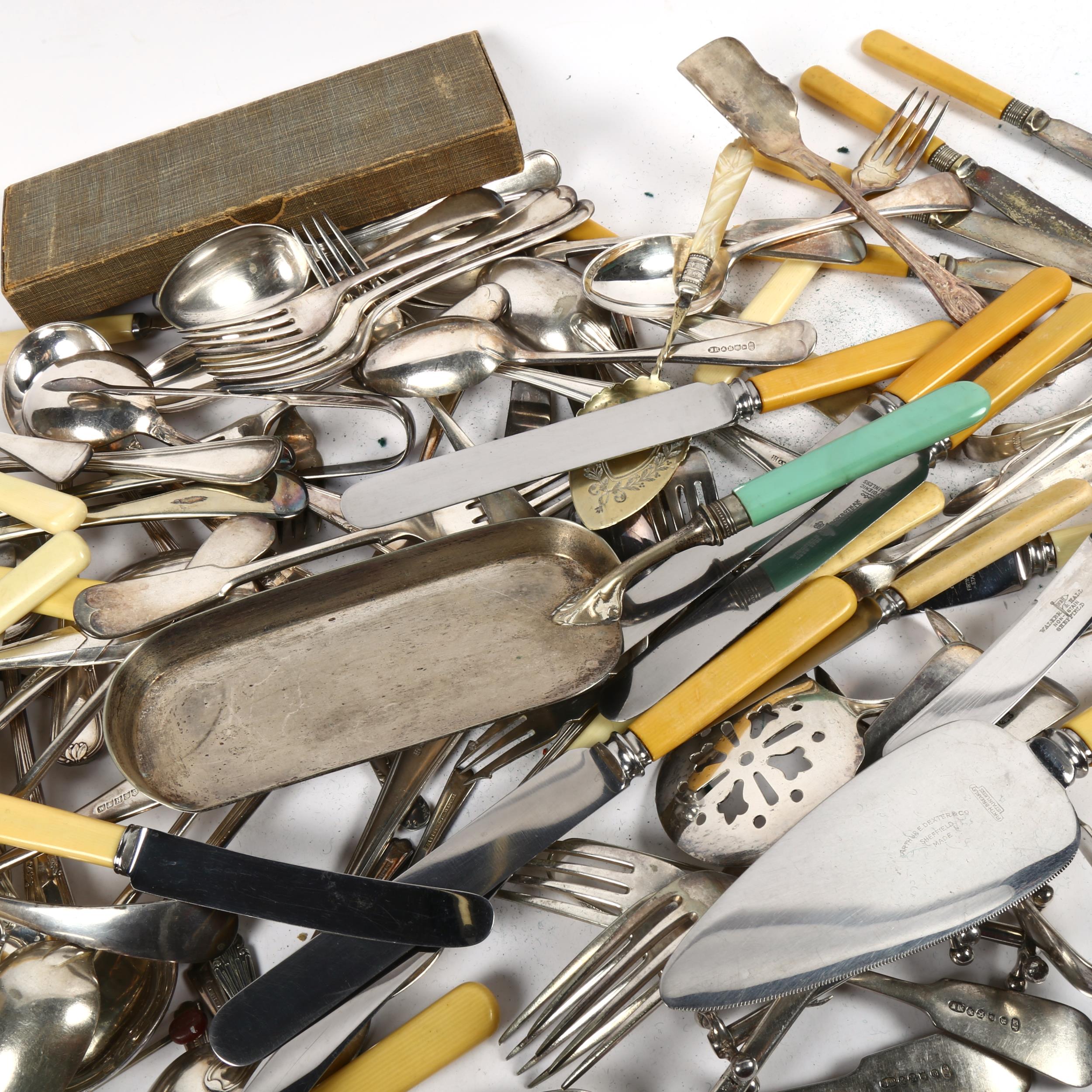 A large quantity of mixed plated flatware (boxful) - Image 2 of 2