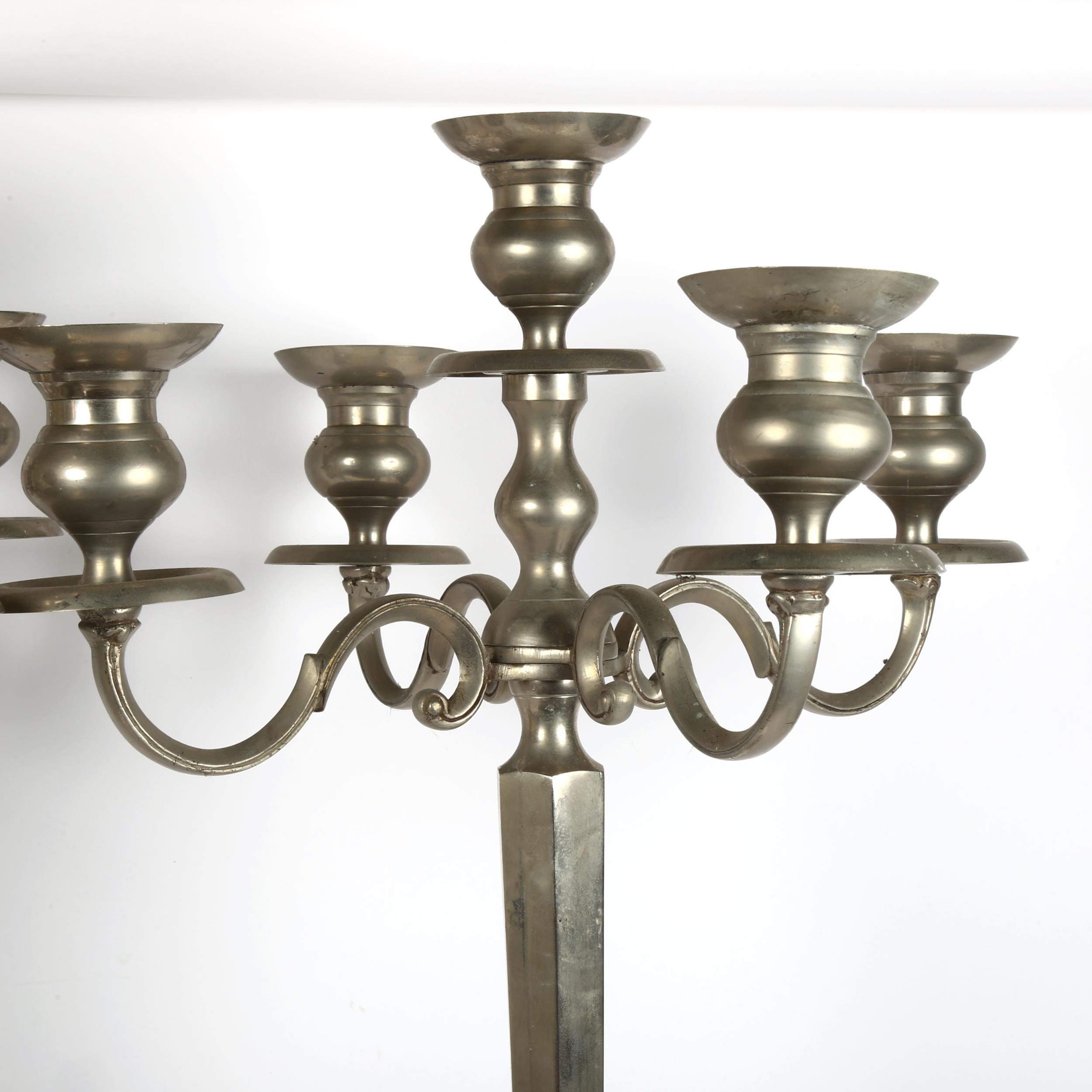 A large pair of aluminium 5-light candelabra, height 79cm - Image 2 of 2